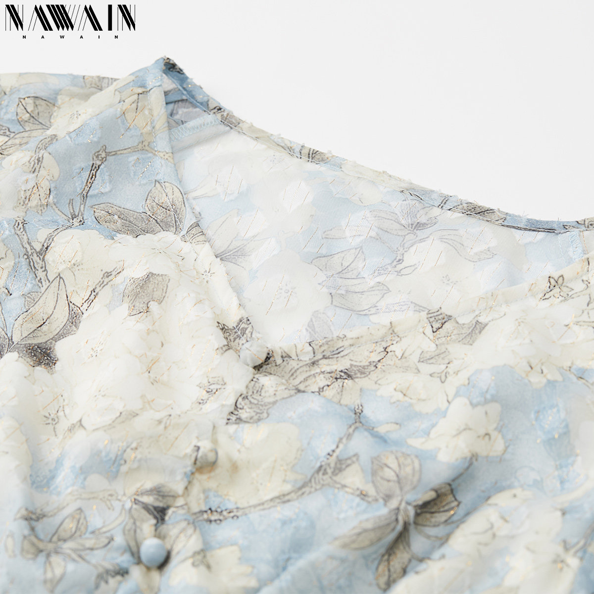 纳纹2020夏季新款法式荷叶边收腰 纳纹服饰连衣裙