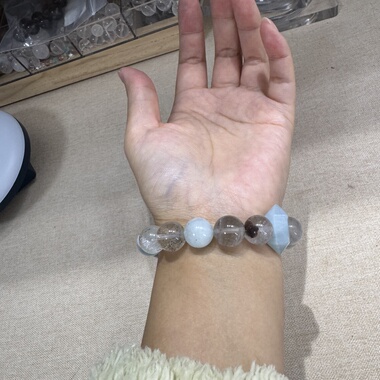 原创老矿蓝天白云海蓝宝13mm无事牌双尖+四季幽灵+小树胶花【175