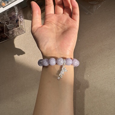 原创乌拉圭星星魔盒+胭紫祖母晶12.6mm天然水晶手串【139】