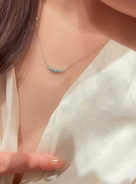 通体s925纯银帕拉伊巴微笑项链精致感日常百搭通勤时尚锁骨链