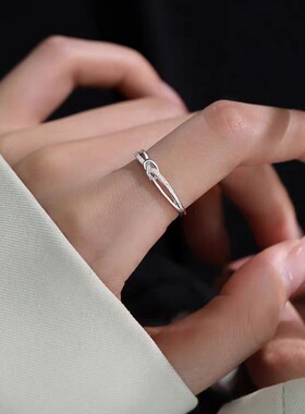 S999足银打结开口戒指女轻奢