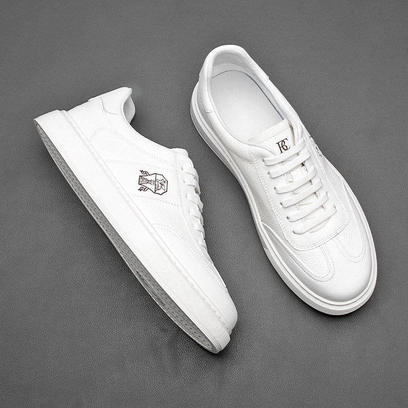 小白鞋男款2026新款头层牛皮时尚荔枝纹透气百搭男士轻便休闲板鞋,淘宝优惠券,粉丝福利购,淘宝优惠卷
