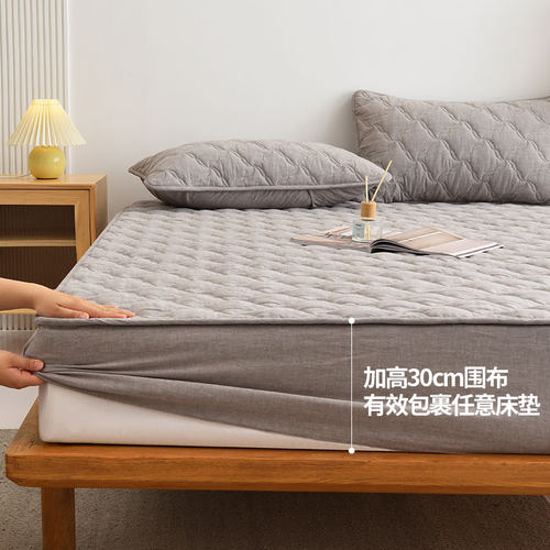良品抗菌全棉纯棉床笠单件加厚夹棉床垫保护罩床套防滑防尘罩防水 - 图2