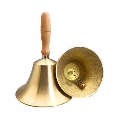 大课铃中课铃小课铃手柄摇铃木柄铜制铜铃铛手摇铃铛老人呼叫铃 虎窝淘