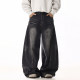 American Retro Whisker Design Black Scimitar Jeans