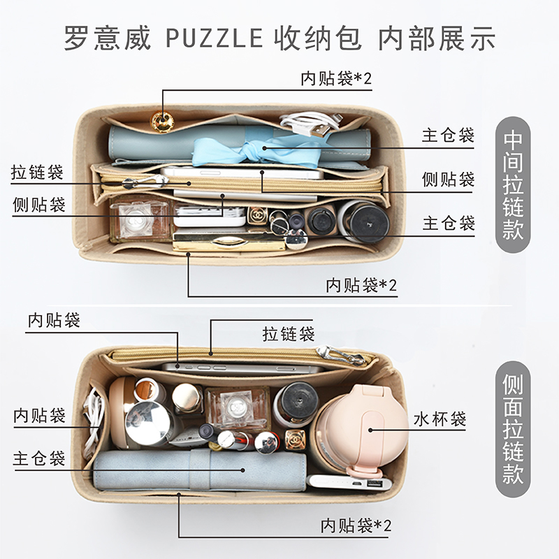 适用罗意威内胆包loewe puzzle几何包中包撑型托特分格收纳内衬袋-图2