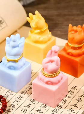 呆萌胖FUFU佛手印章树脂雕刻工艺品摆件寓意美好送礼店铺开业礼物