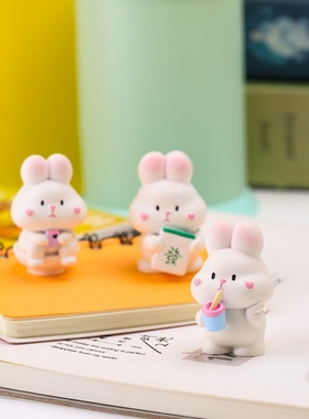 卡通迷你可爱树脂小兔子摆件