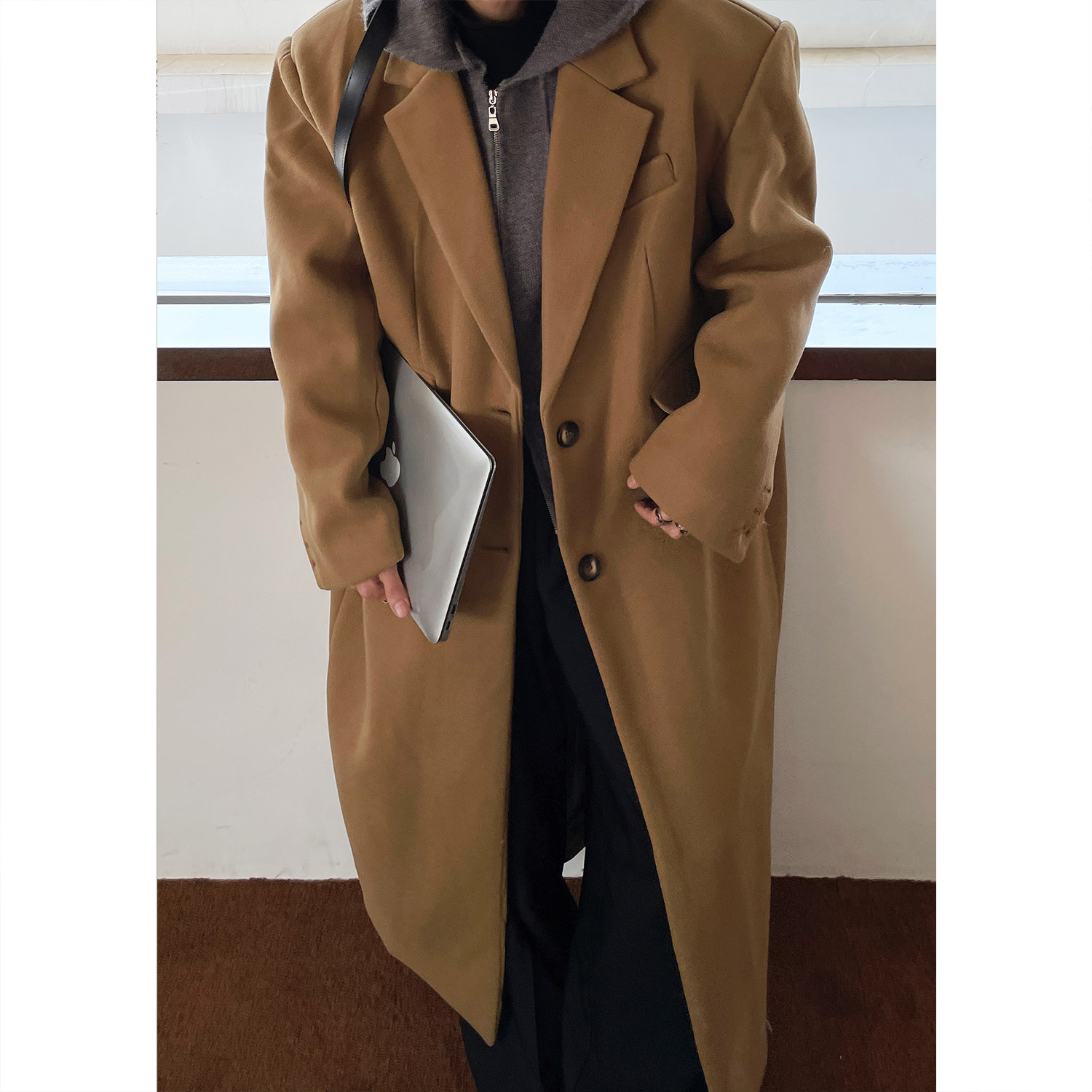 ZINGUP高级感毛呢大衣男款冬季宽松垫肩过膝中长款风衣呢子外套,淘宝优惠券,粉丝福利购,淘宝优惠卷