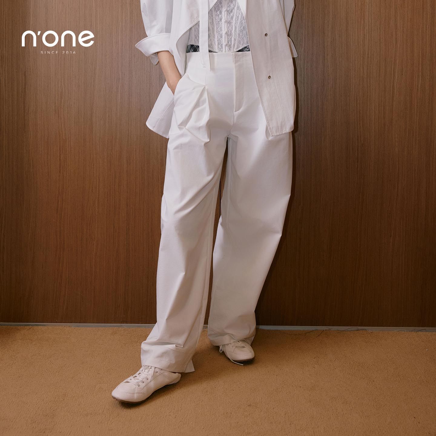 none 白色高腰阔腿裤女2026春季新款通勤西装裤简约日常直筒长裤,淘宝优惠券,粉丝福利购,淘宝优惠卷