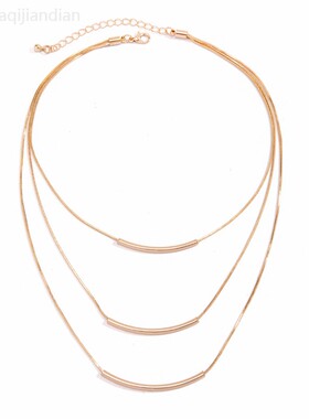 欧美简约素圈光面个性圆管项链百