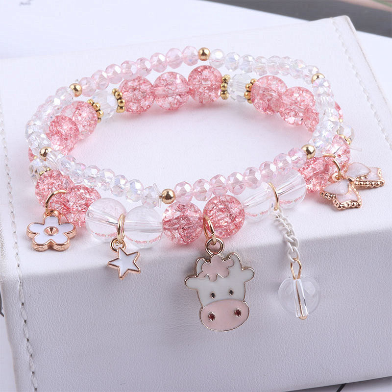 小女镯孩手串手饰手儿童手链串珠水女可爱晶学生闺蜜女童时尚公主