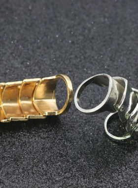 diy钢链手指耍酷器潮流百神搭赛博铠甲戒指弯曲活动可关节指环.。