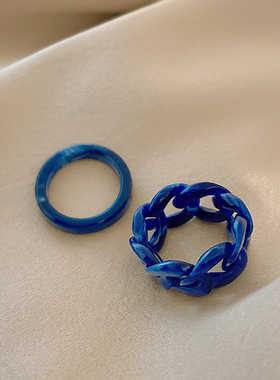 diy件套亚克力链条戒指女时尚精致小众个性轻素奢圈食指两戒网红