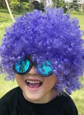 diydiy搞笑爆炸头假发彩色六一万用抖直播啦啦队儿童音表演道具全