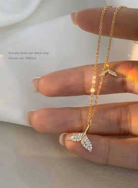 diy韩版气质微镶锆石尾锁骨链同