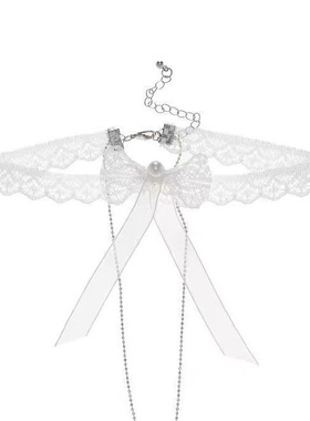 蝴蝶结白色蕾丝项圈女颈带