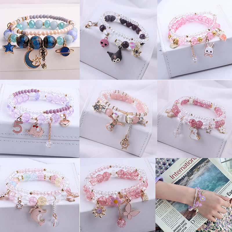 韩可爱儿童水晶手链女童公主手环学生闺蜜手串姐链版多元素手妹镯