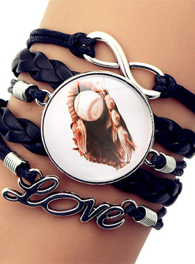 足球蓝球橄榄球编织手链女百搭手