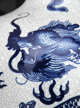 景德镇陶瓷器青花瓷腾龙纹会所