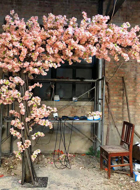 仿真樱花许愿树真树干假花藤枝落地室内植物盆栽大型家居装饰摆件