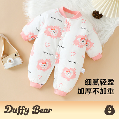 夹棉衣服可爱连体婴儿冬季保暖