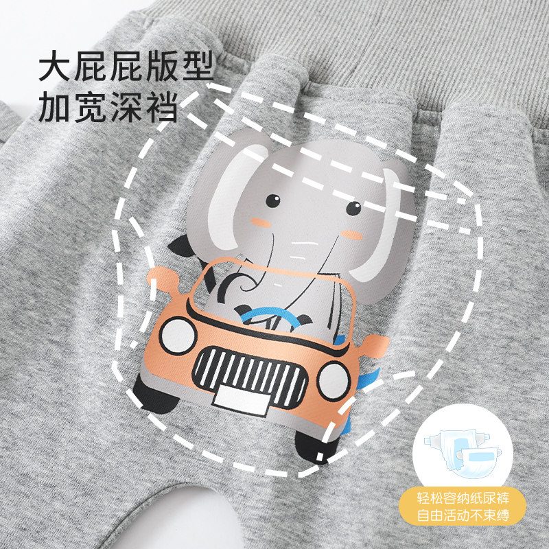 婴儿裤子春秋大pp裤高腰护肚长裤男女童宝宝外穿休闲裤卡通屁屁裤