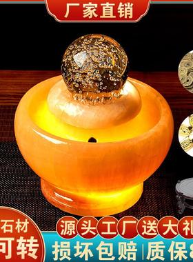 透光流水球圆球转动球石材假山流水喷泉摆件家居装饰客厅开 业礼