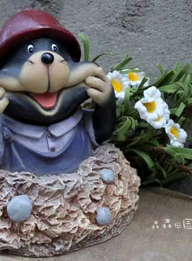 树脂卡通鼹鼠的故事花园装饰摆件