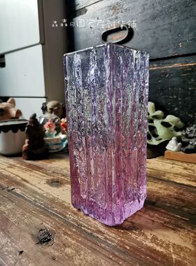 日本乔迁礼物褶皱紫色琉璃花瓶