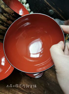 日产树脂大漆手绘描金汤碗米饭碗