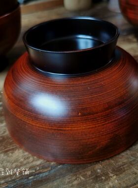 日本大漆碗仿木碗日式漆器简约个性家用味增汤抹茶汤碗饭碗多用具