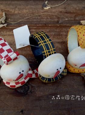 软陶手工雪人餐巾扣摆件家居装饰