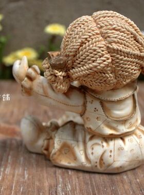 树脂做旧美式乡村风摆件古董娃娃