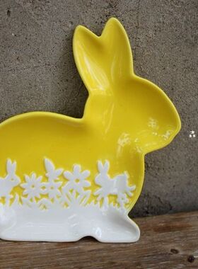 样品复古雕花小兔子收纳装饰盘