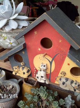 小熊美式乡村风企鹅木质家居装饰