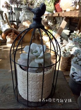 美式乡村风复古做旧鸟笼家居装饰