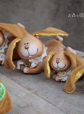 孤品复古陶土做旧儿童房工艺摆件