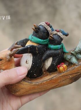 美式乡村风企鹅复古做旧装饰品