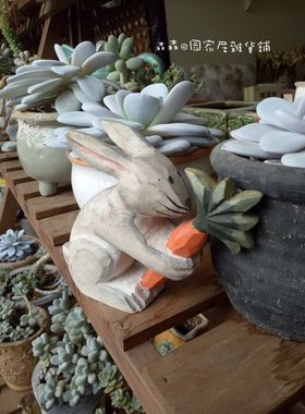 样品彩绘复古做旧小兔子家居装饰