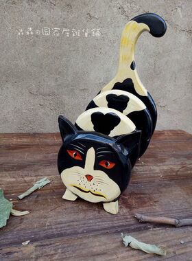 样品彩绘复古做旧猫咪家居装饰