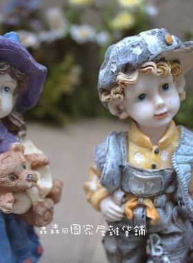 样品美式乡村风情侣摆件古董娃娃
