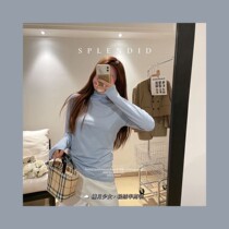 Shantou Municipal Chaoyang District Gu Rao Flower Flowers Girl Knit Inner Garment Factory Fishing girl light suede half high collar 2023 Autumn East