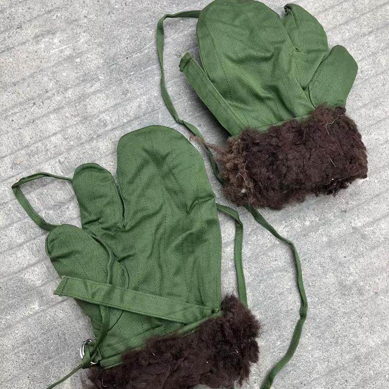 库存78式三指皮手套冬季羊毛保暖寒区手套短款防寒手套手闷子 - 图1