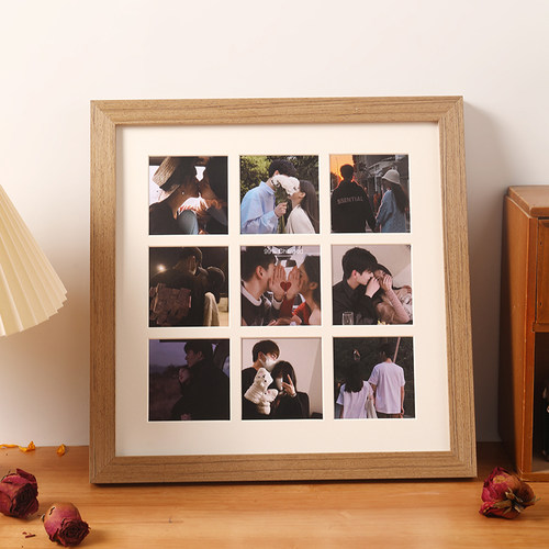 九9宫格相框diy拼图定制洗照片摆台纪念情侣婚纱情人节礼物挂墙 - 图1