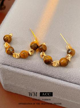 真金电镀虎眼石复古饰品女