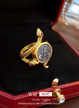 滴油锆石圆圈开口戒指 中古高级感小众设计指环 时尚气质手饰