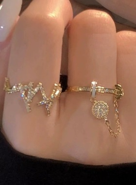 辣妹单品闪钻锆石气质百搭开口戒2024新款高级小众ins简约食指戒