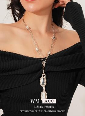 轻奢锆石毛衣链女高级感饰品