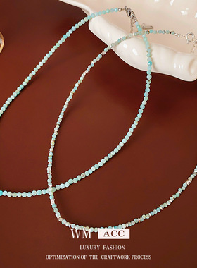 新中式端庄天河石项链简约气质时尚设计感锁骨链小众高级感项饰女